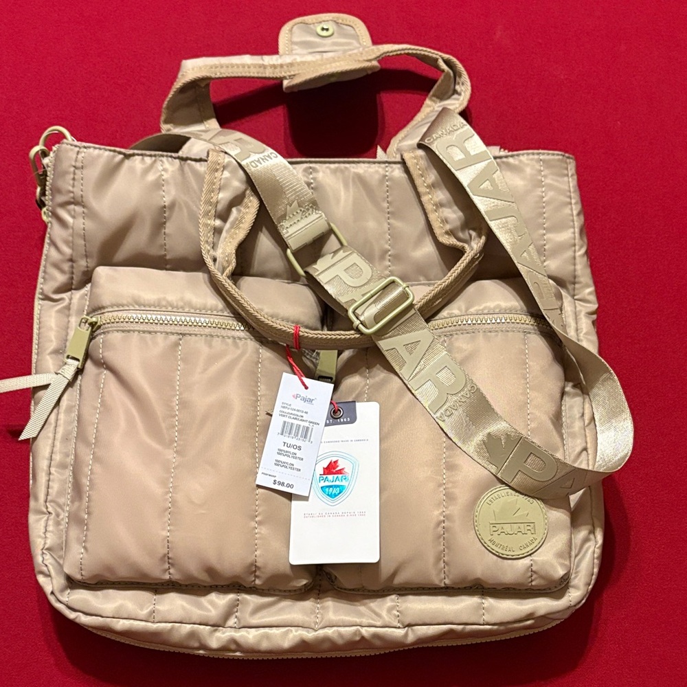 Pajar Light Green Quilted Messenger Bag